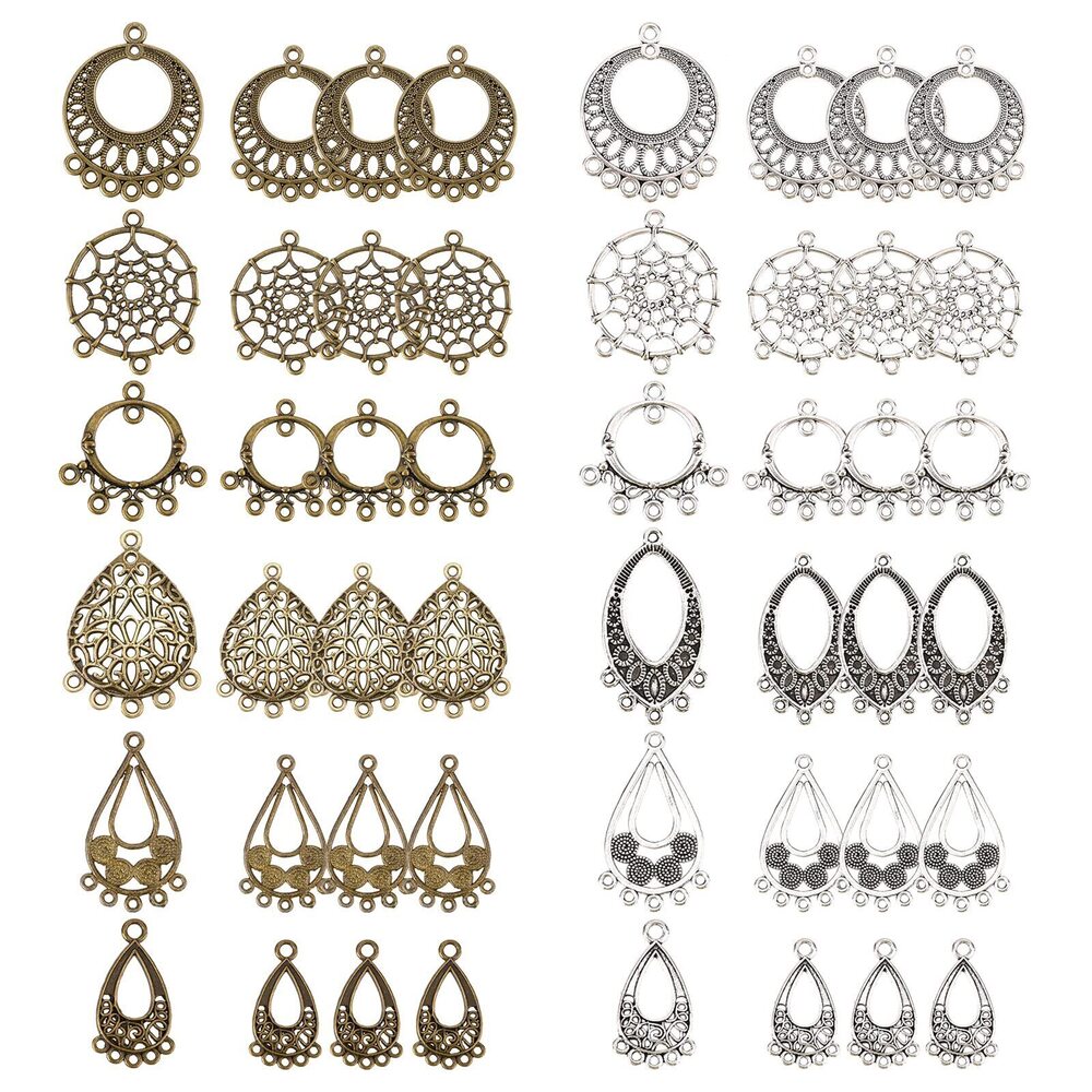 4020 48Pcs 6 Styles 2 Colors Alloy Chandelier Component Links Charms